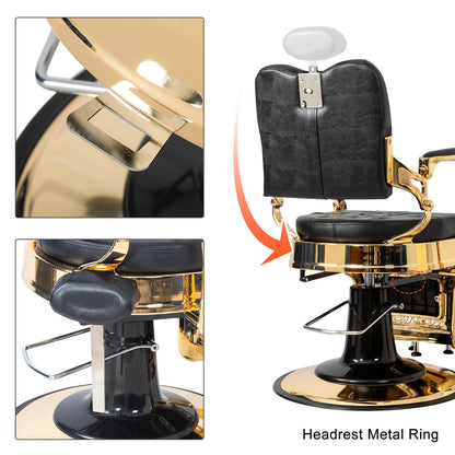 OmySalon PH705 Vintage Style Heavy Duty Hydraulic Recline Square Backrest Barber Chair - G59000705