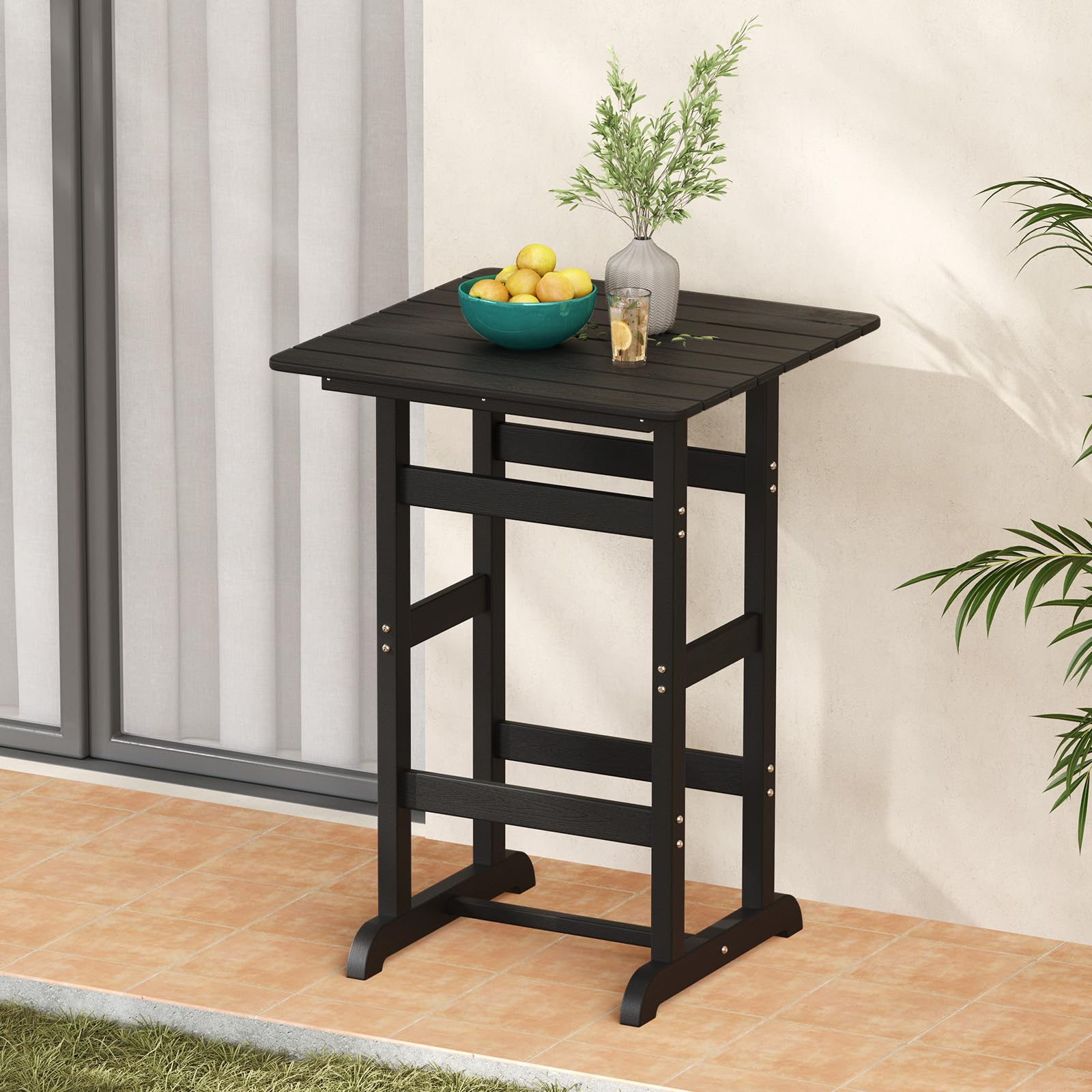 Tangkula 3-Piece Patio HDPE Bar Set - NP12060DK+NP12059DK