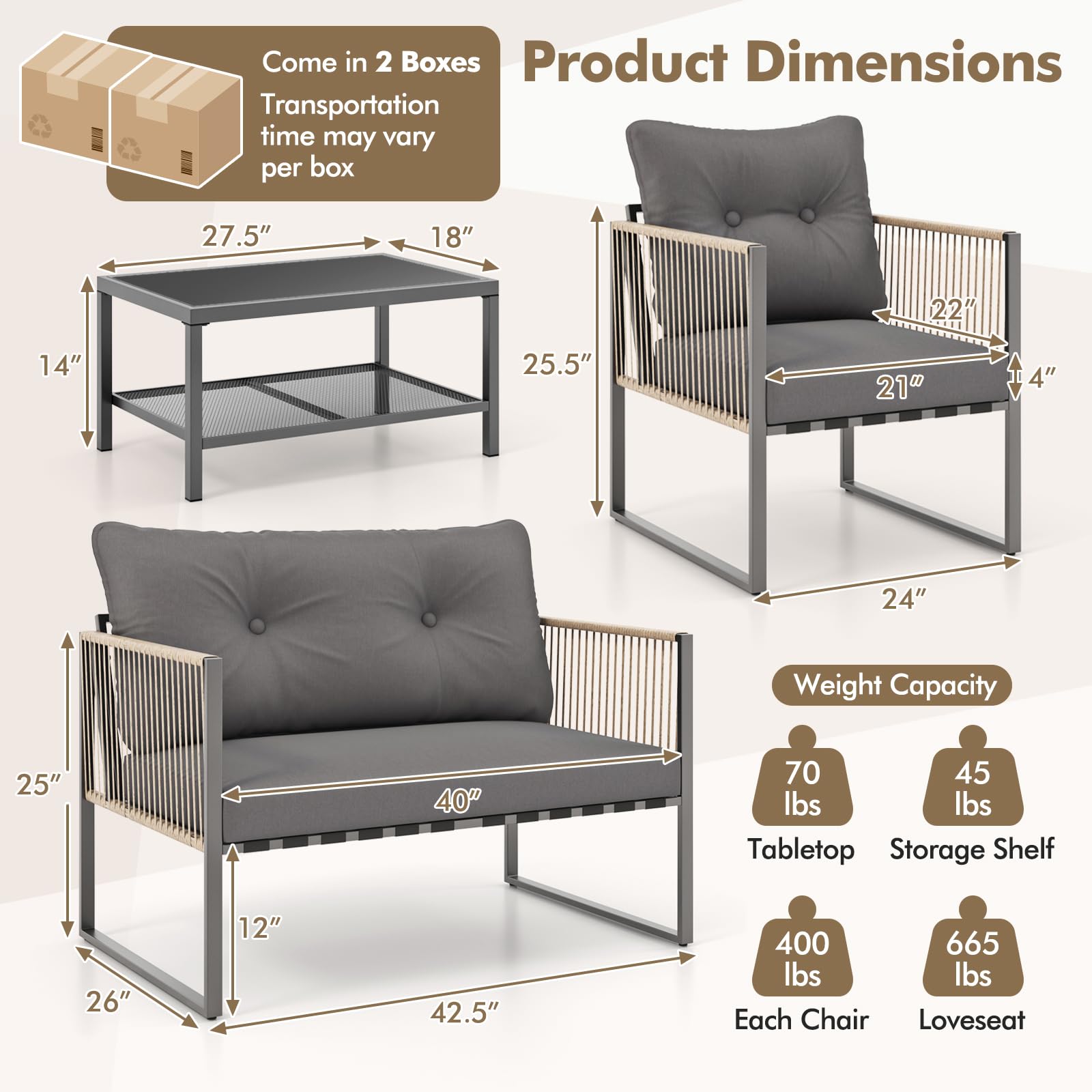 Tangkula 4/8 Pieces Patio Furniture Set - 2*NP12005GR+