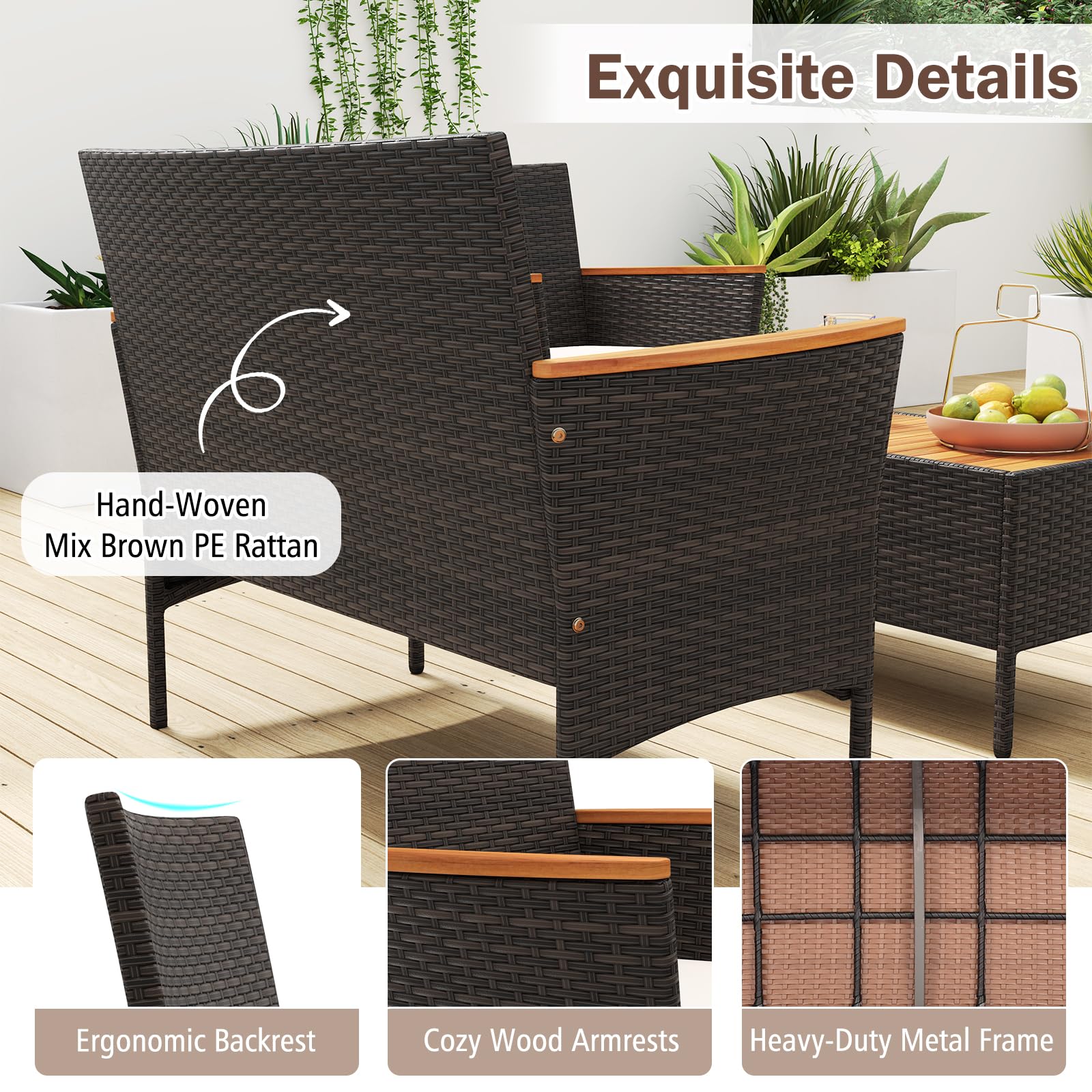 Tangkula Patio Wicker Sofa Set - HW73035BN