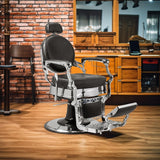 OmySalon PH439 Vintage Style Heavy Duty Hydraulic Recline Barber Chair - G59000439+G59000440