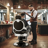 OmySalon BC1101 Vintage Style Heavy Duty Hydraulic Recline Barber Chair - G59000066+G59000068