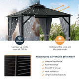 Tangkula 10x10 Ft Hardtop Gazebo, Double-Top Outdoor Gazebo with Galvanized Steel Roof - NP10590GR+