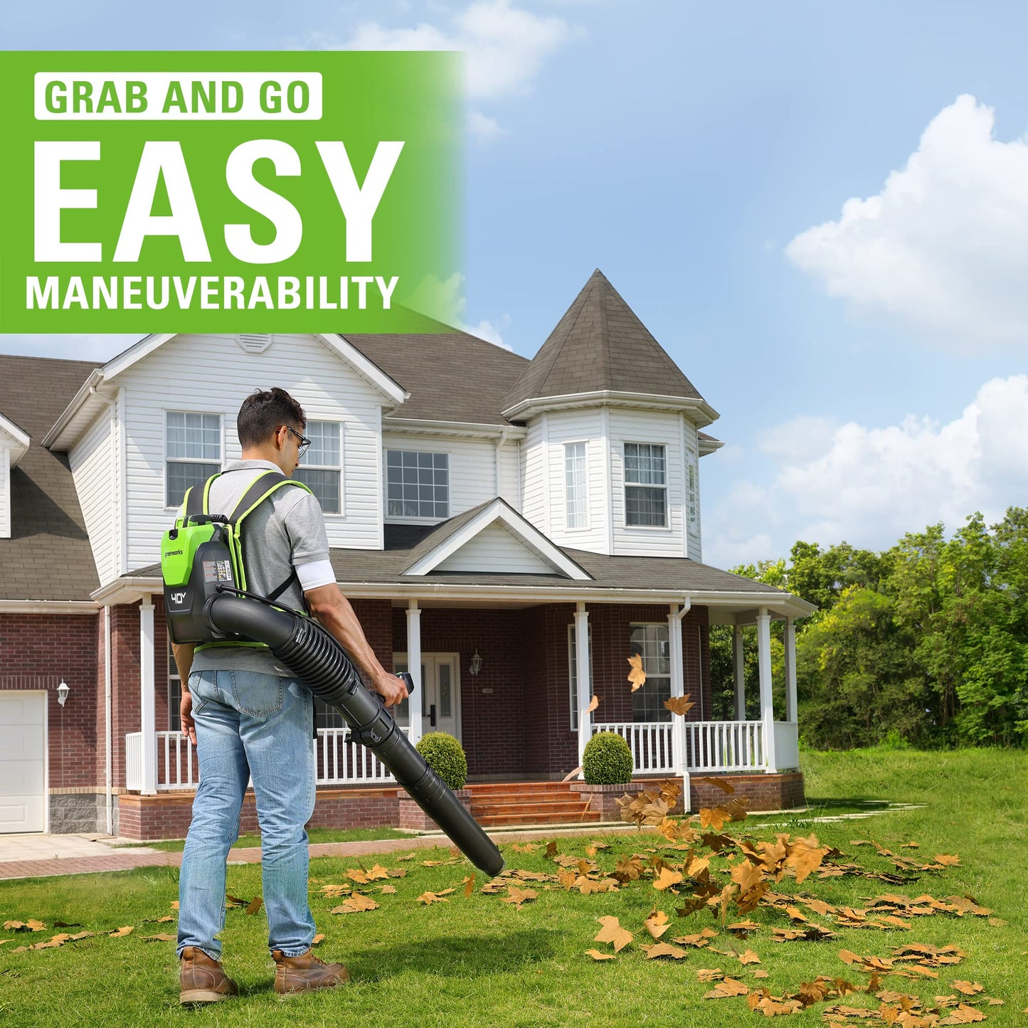 Greenworks 40V Gen 2 660 CFM Cordless Battery Brushless Backpack Blower w/ 8.0Ah Battery and Charger - 2427602