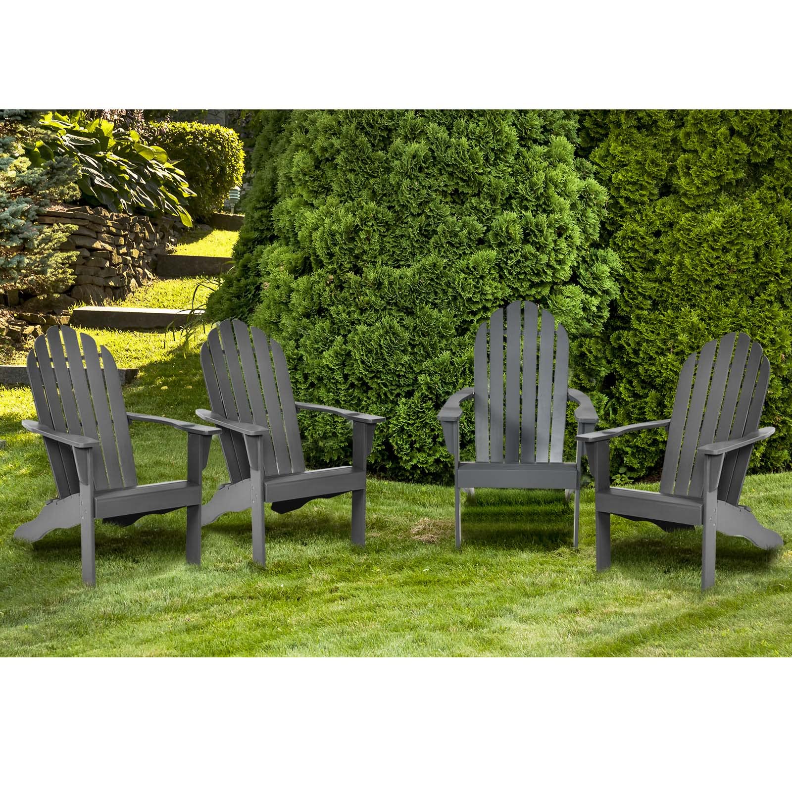 Tangkula Adirondack Chair,  for Patio Deck Lawn Backyard, Garden Adirondack Furniture - 4*OP70302GR