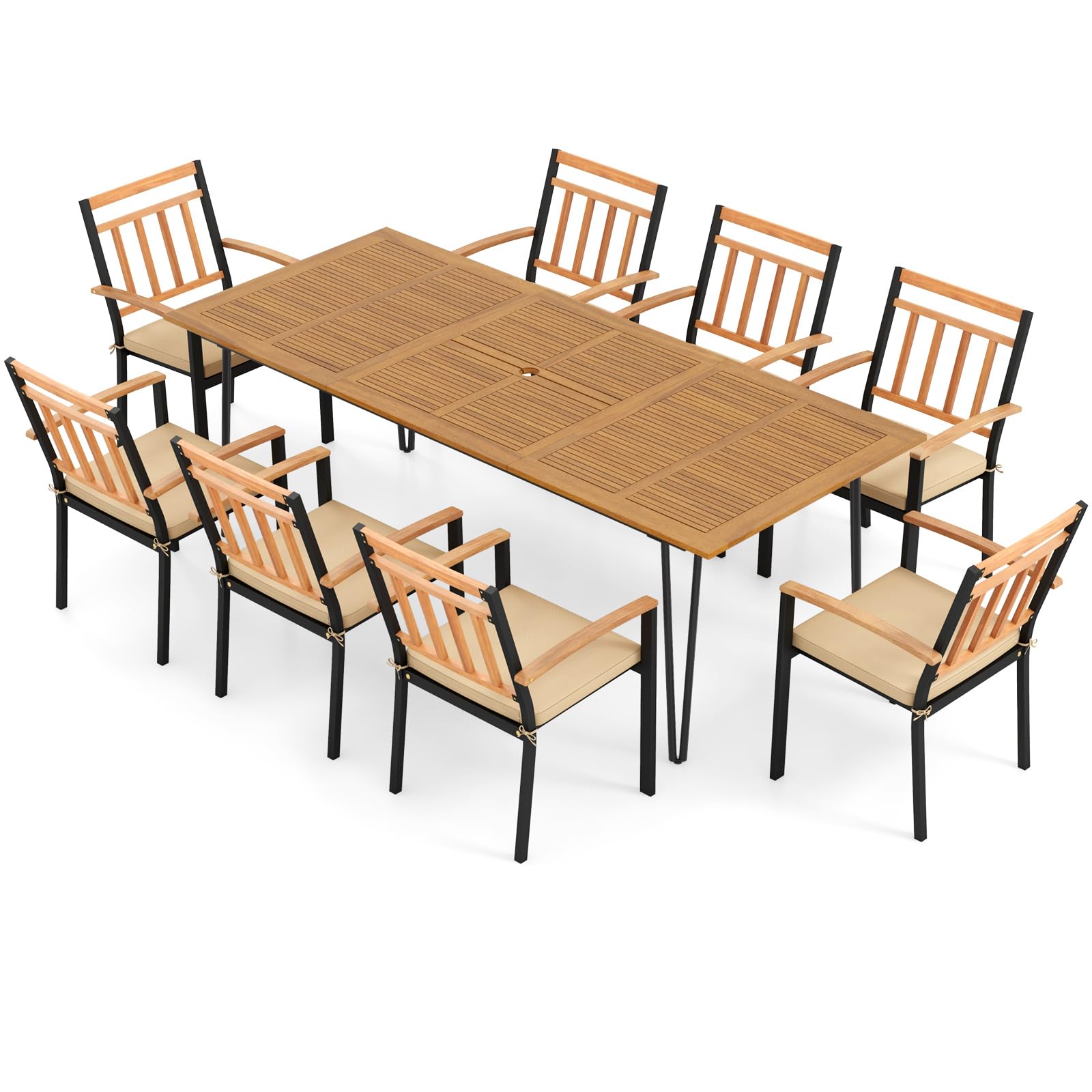 Tangkula 9 Pieces Patio Dining Set - HW72245+4*HW72102