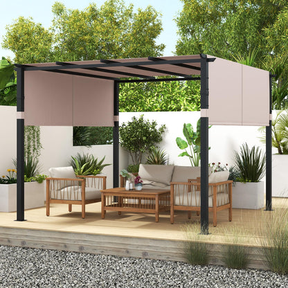 Tangkula 10x10 Ft Pergola, Patio Pergola with 2-Piece Retractable Sun Shade Canopy - NP11780BE+