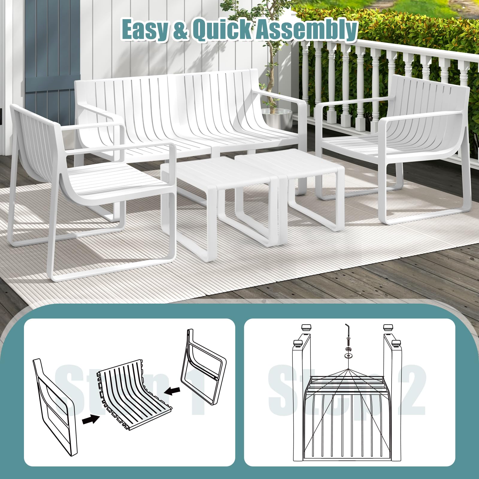 Tangkula Patio Chairs Set of 2/4 - 2*NP11948WH-2