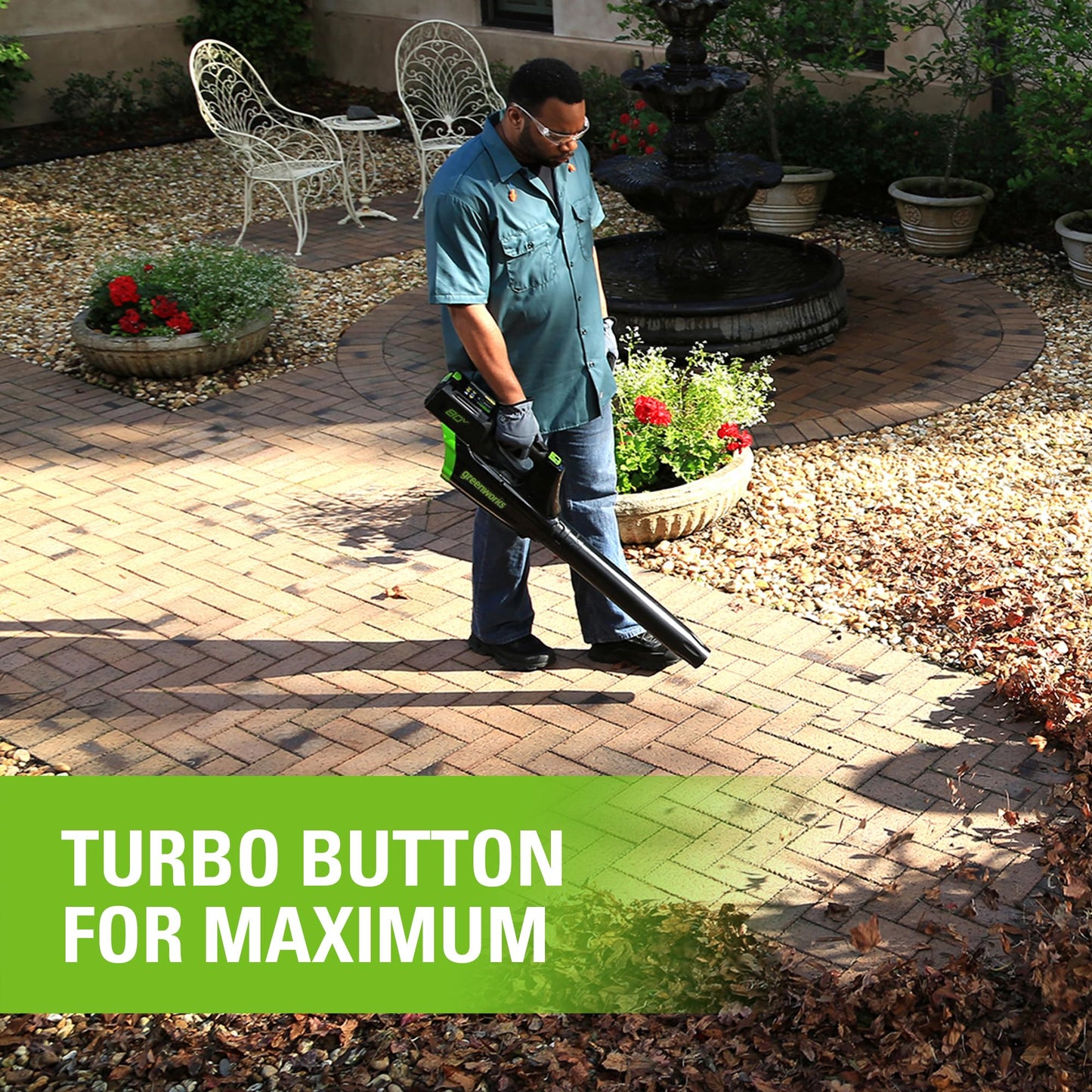 Greenworks 80V 21" Cordless Battery Brushless 3-in-1 Push Mower & 500CFM Axial Leaf Blower w/(2) 2.0Ah Batteries and Rapid Charger -1356602