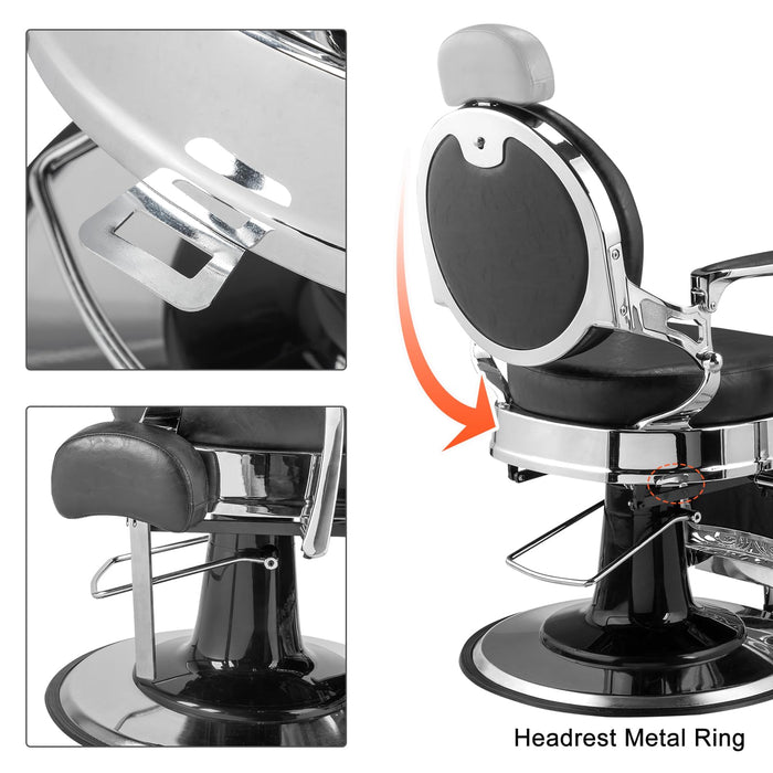 OmySalon PH439 Vintage Style Heavy Duty Hydraulic Recline Barber Chair - G59000439+G59000440