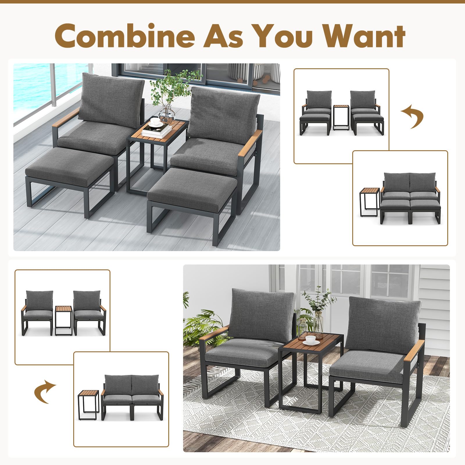 Tangkula 5 Pieces Patio Furniture Set - NP11787GR+