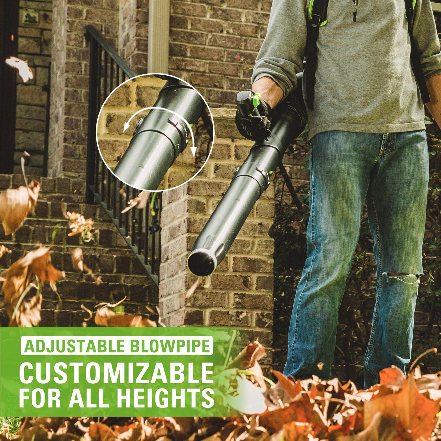 Greenworks 80V 610 CFM Cordless Battery Backpack Blower w/5Ah Battery and Rapid Charger - 2429202