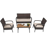 Tangkula 4/8 PCS Patio Rattan Furniture Set, Outdoor Conversation Set - HW66527