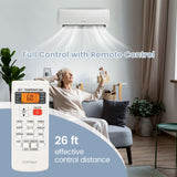 12,000 BTU Mini Split Air Conditioner, with Heat Pump, 21 SEER2 Inverter, 24H Timer, Auto Clean - FP10412US-WH+