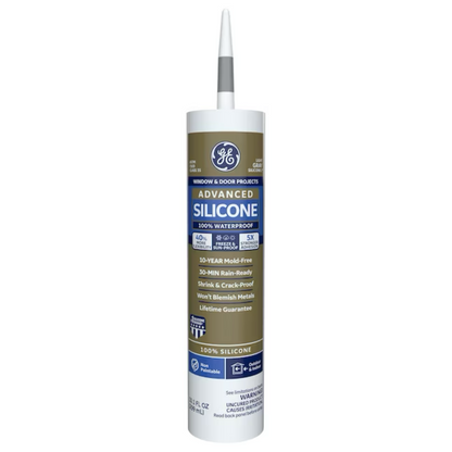 GE Advanced Silicone 2 Windows, Doors, Exteriors 10.1-oz Light Gray Silicone Caulk - 71223252