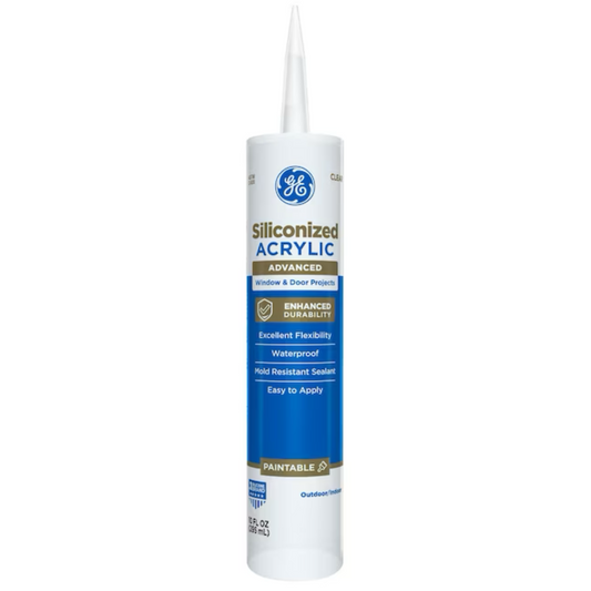 GE Advanced Siliconized Acrylic Windows, Doors, Ext 10.1-oz Clear Paintable Latex Caulk - 71223246