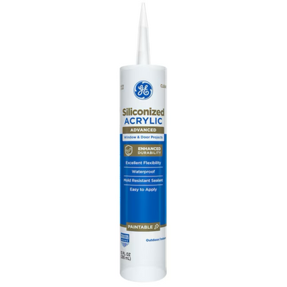 GE Advanced Siliconized Acrylic Windows, Doors, Ext 10.1-oz Clear Paintable Latex Caulk - 71223246