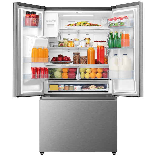 Hisense 25.4-cu ft French Door Refrigerator with Dual Ice Maker, Water and Ice Dispenser Fingerprint Resistant Stainless Steel ENERGY STAR - HRF254N6DSE