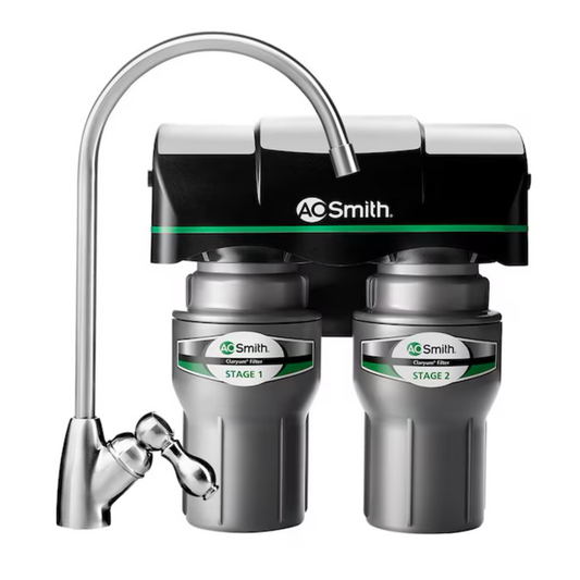 A.O. Smith 2-Stage Carbon Block Under Sink Water Filtration System with Brushed Nickel Faucet - AO-US-200