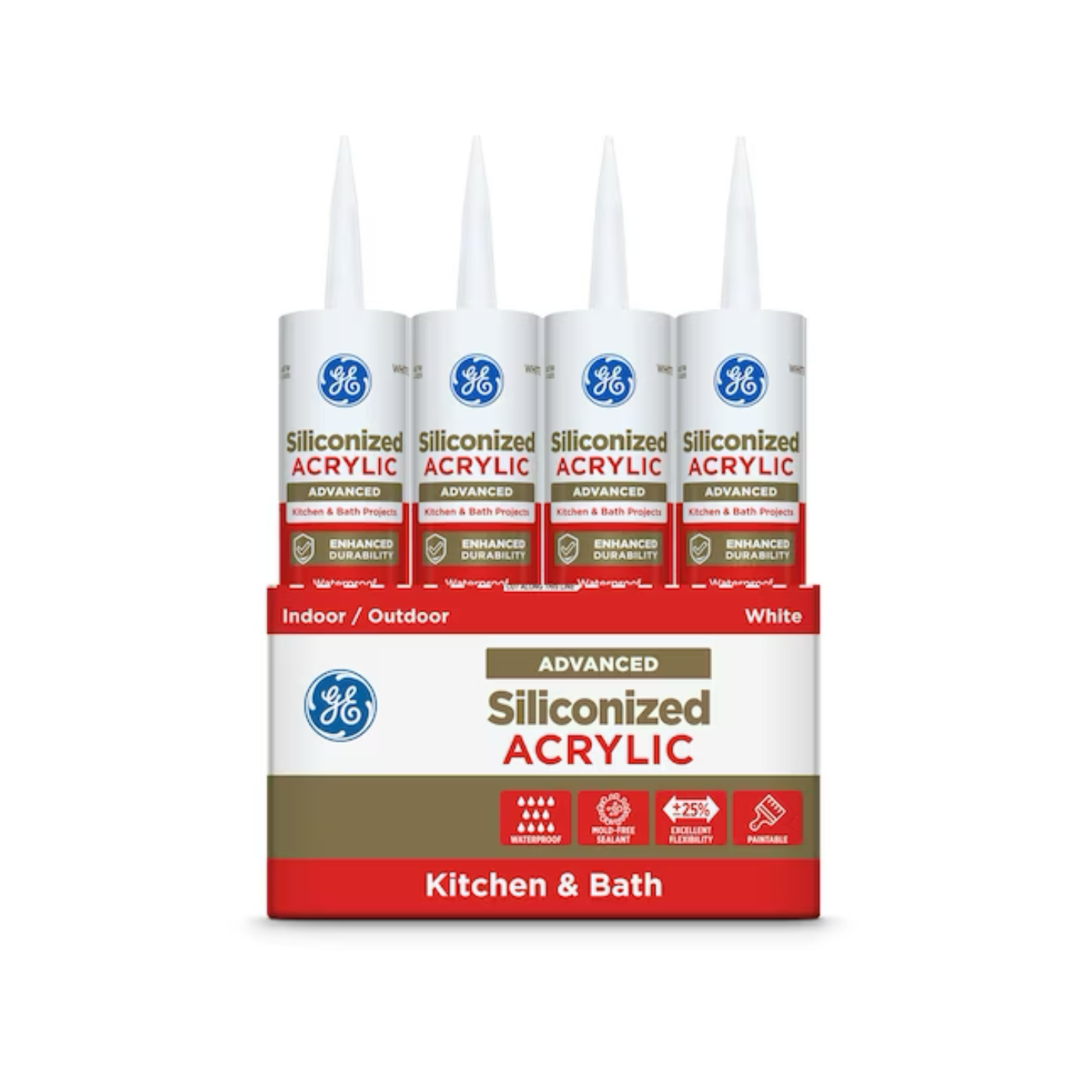 GE Advanced Siliconized Acrylic Kitchen and Bath 10.1-oz White Paintable Latex Caulk - 71223258