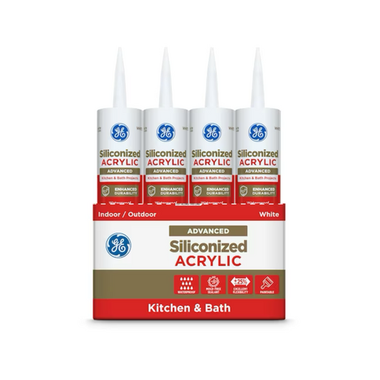 GE Advanced Siliconized Acrylic Kitchen and Bath 10.1-oz White Paintable Latex Caulk - 71223258