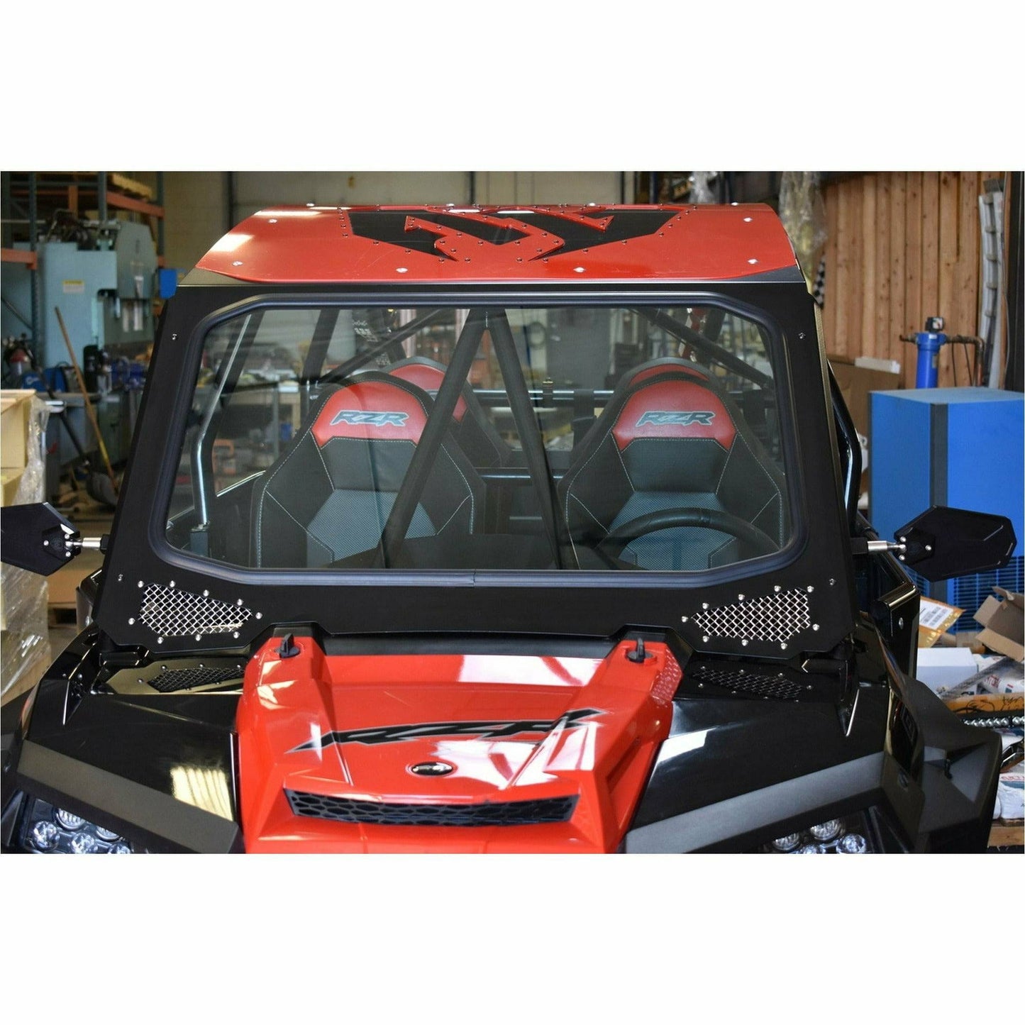 Moto Armor Polaris RZR Glass Windshield for CageWRX Race Cage - MA-CWRC-WS-GLS-BLK-C-N