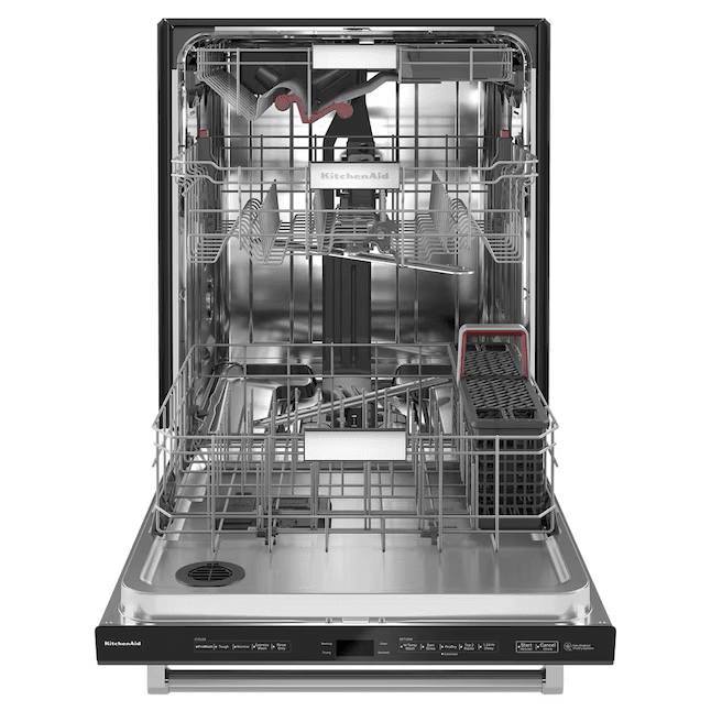 KitchenAid FREEFLEX With Third Rack Top Control 24-in Built-In Dishwasher Third Rack Black Stainless Steel with Printshield Finish , 44-dBA - KDTM604KBS