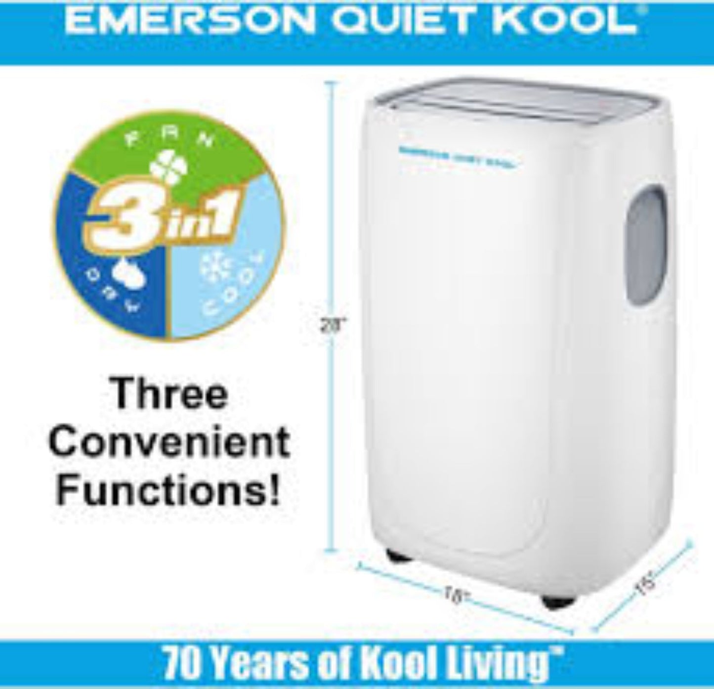 Emerson Quiet - 14000 BTU Heat/Cool Portable Air Conditioner with Wifi Controls | EAPE14RSD1