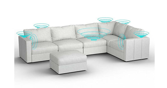 Lovesac – 6 Seats + 8 Sides Corded Velvet & Lovesoft with 8 Speaker Immersive Sound + Charge System – Sky Grey - BB6483869