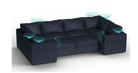 Lovesac – 8 Seats + 10 Sides Corded Velvet & Lovesoft with 6 Speaker Immersive Sound + Charge System – Midnight Navy - BB6484440