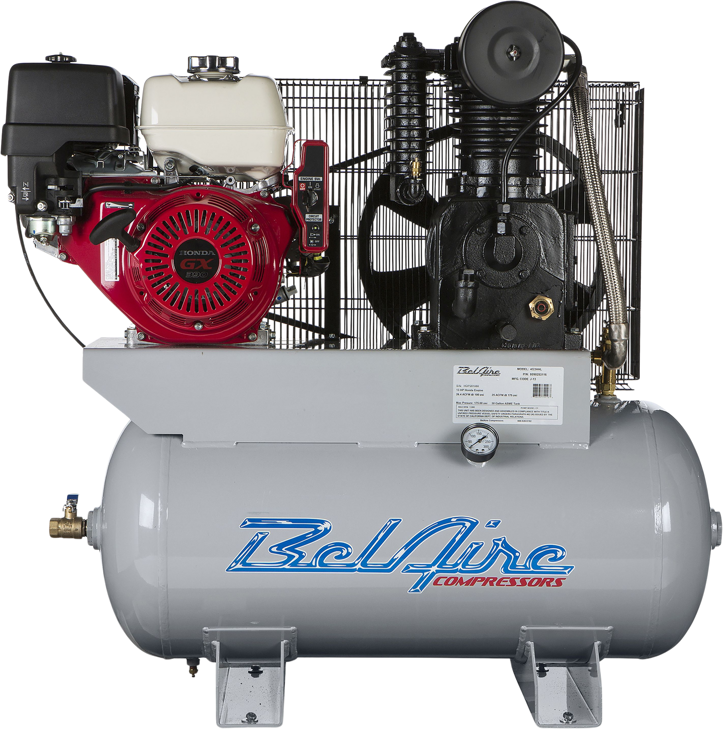 Belaire 4G3HHL Air Compressor Gas Powered 30 Gal. Two Stage 13HP 175PSI Iron Series New - 2020041714