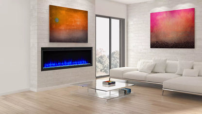 SimpliFire 72" Allusion Platinum Recessed Linear Electric Fireplace - SF-ALLP72-BK