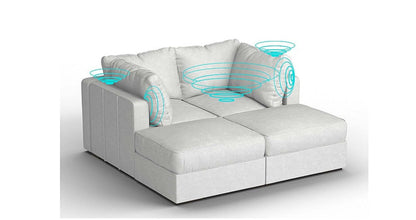 Lovesac – 4 Seats + 4 Sides Corded Velvet & Lovesoft with 8 Speaker Immersive Sound + Charge System – Sky Grey - BB6484176