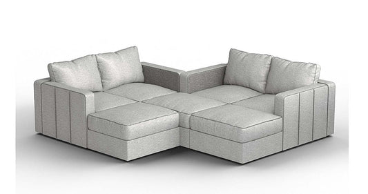 Lovesac – 6 Seats + 8 Sides Luxe Chenille & Standard Foam with 8 Speaker Immersive Sound + Charge System – Tonal Sterling - BB6484360