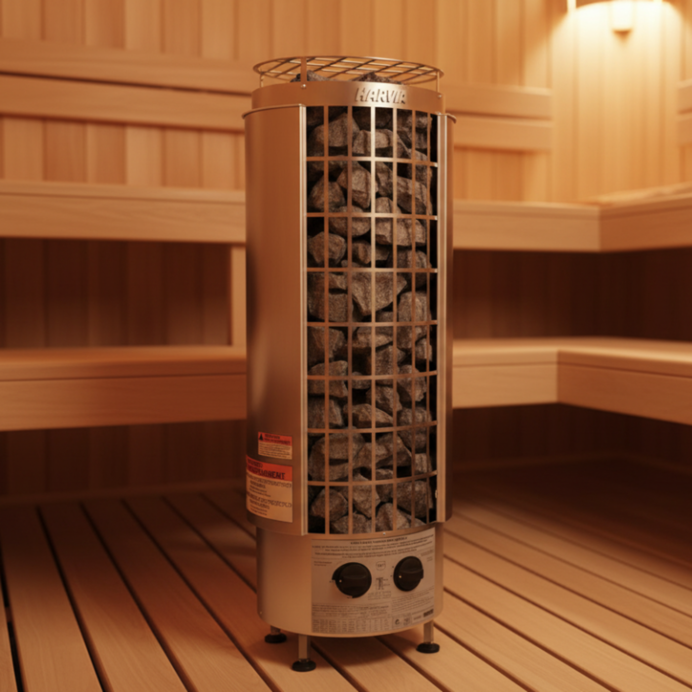Harvia Cilindro PC90 9kW Electric Sauna Heater with Built-In Controls