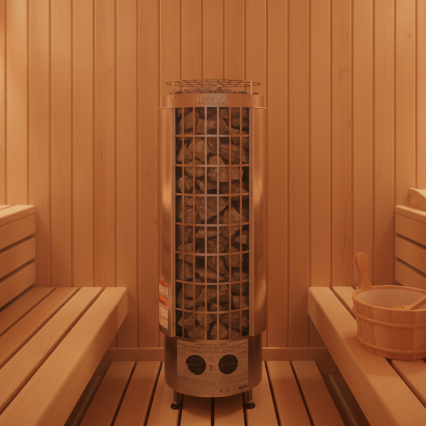Harvia Cilindro PC60 6kW Electric Sauna Heater with Built-in Controls