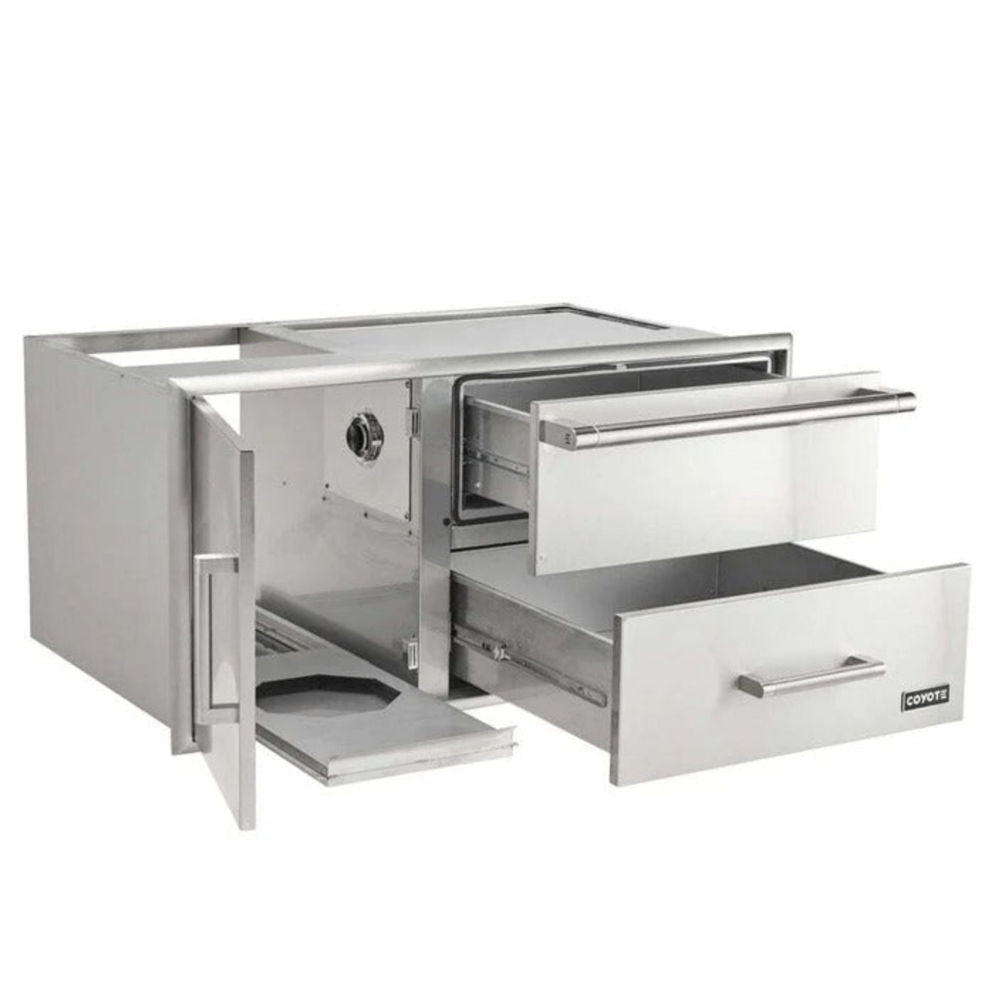 Coyote 42" Access Door With Storage & Warming Drawer Combo - C3-CDWD