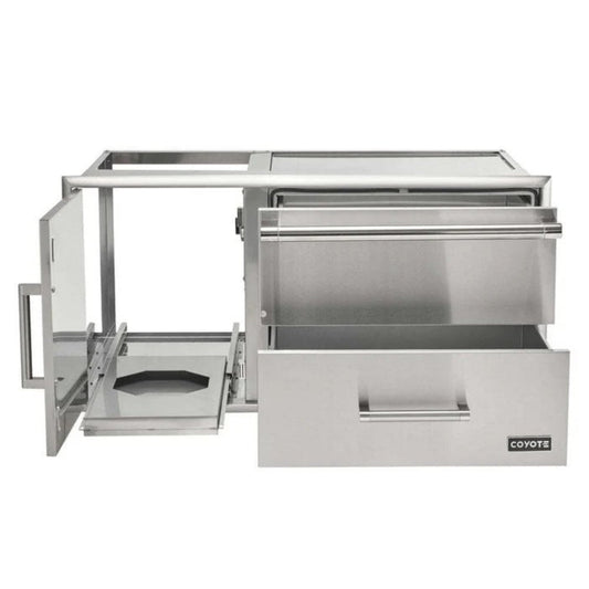 Coyote 42" Access Door With Storage & Warming Drawer Combo - C3-CDWD