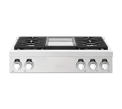 SIGNATURE KITCHEN SUITE SKSRT360GS 36-inch Gas Pro Rangetop 4 Burners and Griddle - SKSRT360GS