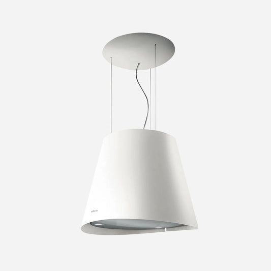 ELICA EES320WT EASY WHITE Island Range Hood 20 1/4 wide - 350CFM in Stainless Steel On White - EES320WT