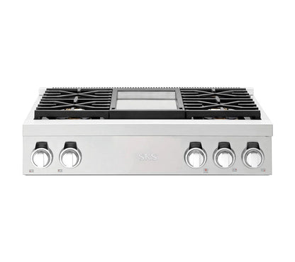 SIGNATURE KITCHEN SUITE SKSRT360GS 36-inch Gas Pro Rangetop 4 Burners and Griddle - SKSRT360GS