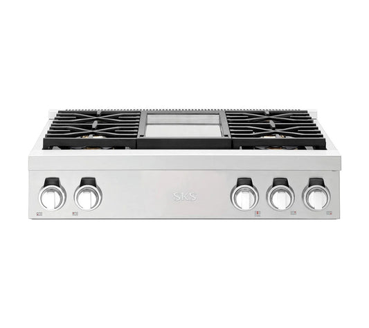 SIGNATURE KITCHEN SUITE SKSRT360GS 36-inch Gas Pro Rangetop 4 Burners and Griddle - SKSRT360GS