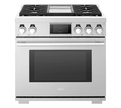 SIGNATURE KITCHEN SUITE SKSDR360GS 36-inch Dual-Fuel Pro Range with Steam-Combi Oven and Griddle - SKSDR360GS