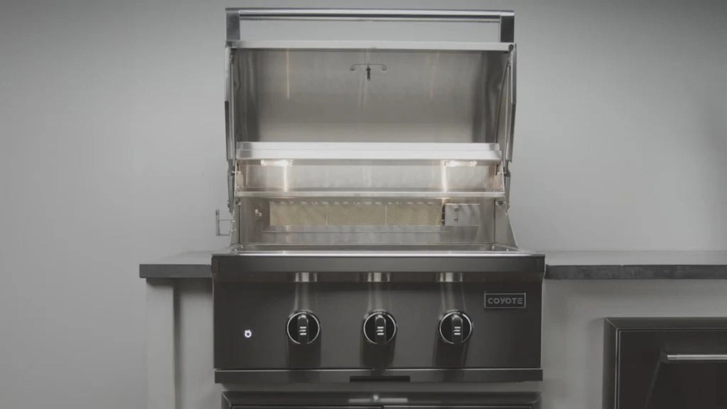 Coyote SL-Series 30" Built-In Grill with Sear Zone & Rotisserie - C3SL30g