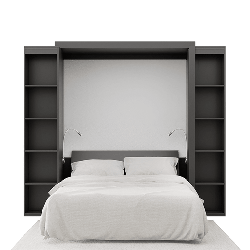 Murphy Bed Depot BLACK Queen Size Boaz BiFold Bookcase Murphy Bed - QBB00-BOAZ-INSTOCK-BLACK