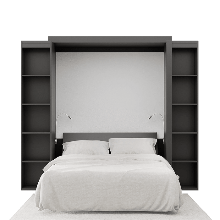 Murphy Bed Depot BLACK Queen Size Boaz BiFold Bookcase Murphy Bed - QBB00-BOAZ-INSTOCK-BLACK