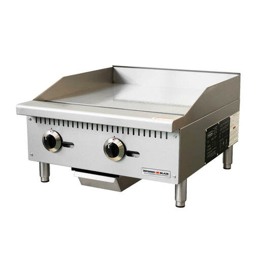 Inferno Blaze IB-CTG-24M 24” Wide Commercial Counter Top Griddle with Manual Controls