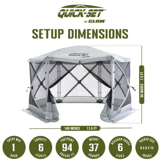 CLAM Quick Set Escape Portable Camping Outdoor Gazebo Canopy & 2 Wind Panels - 149103