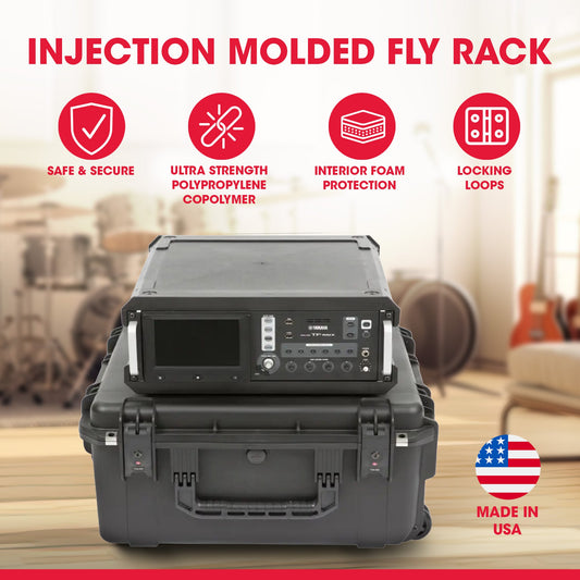 SKB iSeries 3U Fly Rack, Waterproof Polypropylene Hard Case for Storage, 20 Inch - 422021