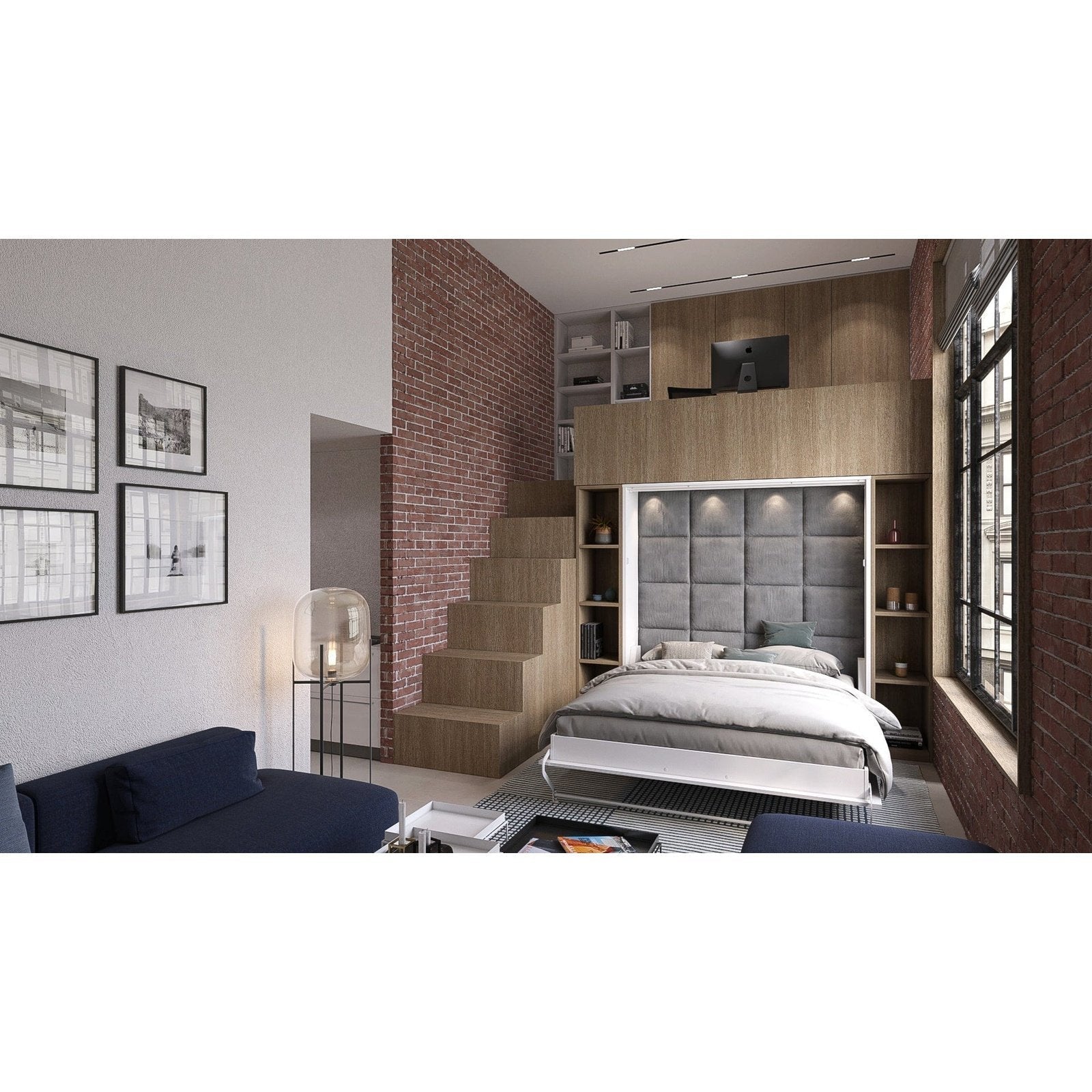 Maxima House Murphy bed INVENTO, European King size with LED and mattress included - IN-22W